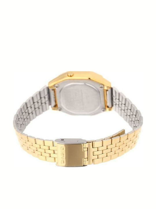Casio Vintage Iconic Digital Women's Watch with Gold Metal Bracelet