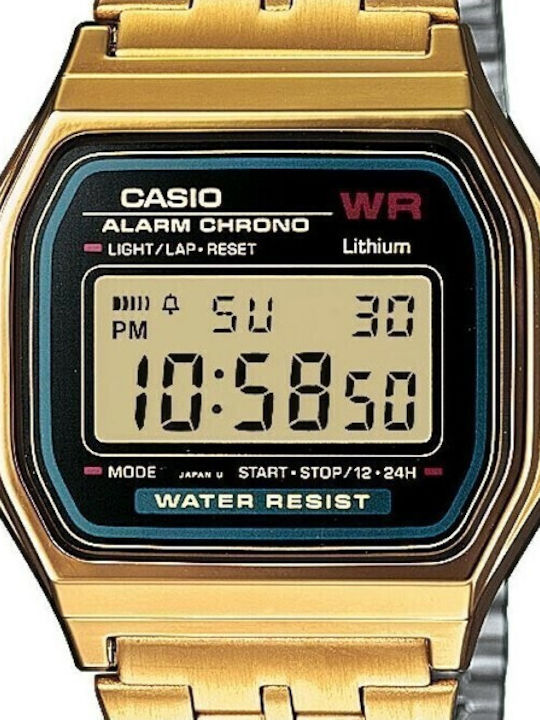 Casio Vintage Iconic Digital Men's Watch 36mm Battery with Gold Metal Bracelet