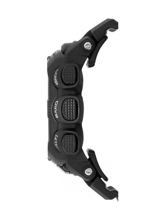 Casio Pro Trek Digital Herrenuhr 52.4mm Solar mit Schwarz Kautschukarmband
