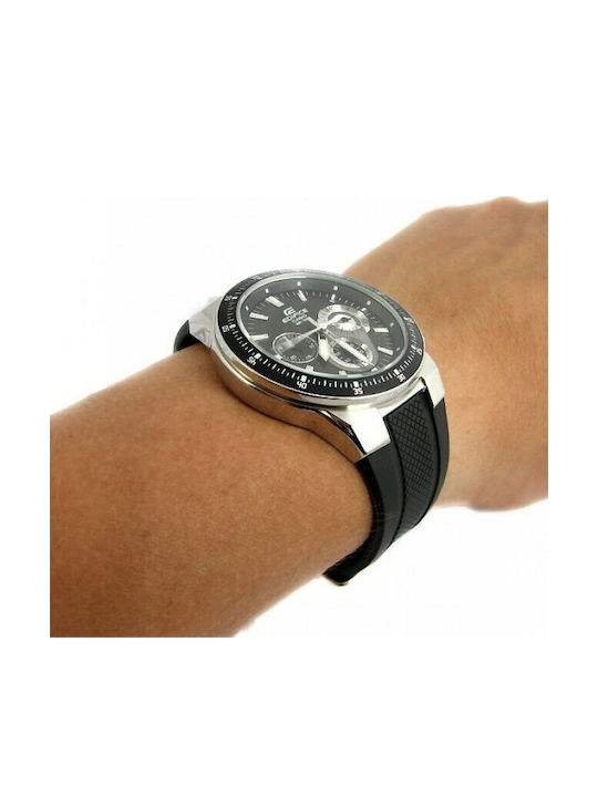 Casio Edifice Ανδρικό Ρολόι 41mm Χρονογράφος Μπαταρίας με Μαύρο Καουτσούκ Λουράκι