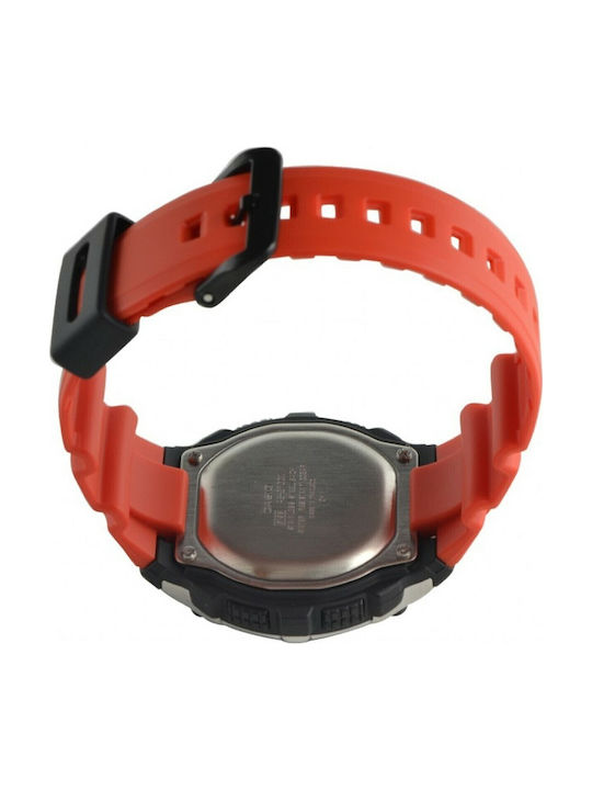 Casio Ψηφιακό Ανδρικό Ρολόι 48mm Χρονογράφος Μπαταρίας με Πορτοκαλί Καουτσούκ Λουράκι