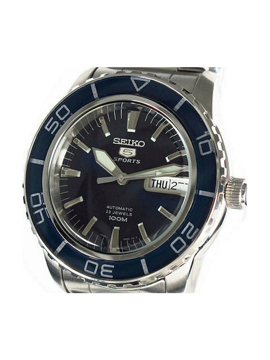Seiko 5 Sports Ανδρικό Ρολόι 41mm Αυτόματο με Ασημί Μεταλλικό Μπρασελέ