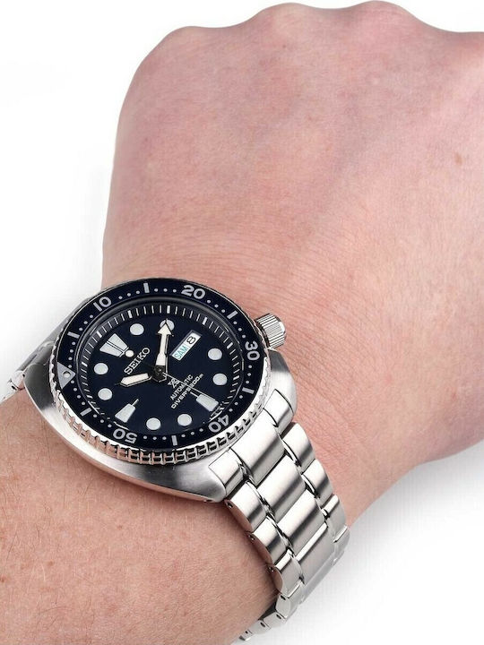 Seiko Prospex Turtle Men's Watch 45mm Automatic with Silver Metal Bracelet