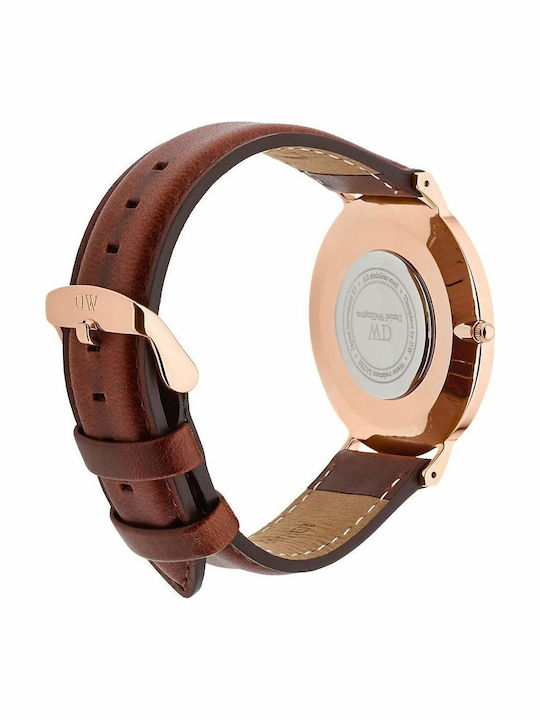 Daniel Wellington Classic St Mawes Men's Watch 40mm Battery with Brown Leather Strap