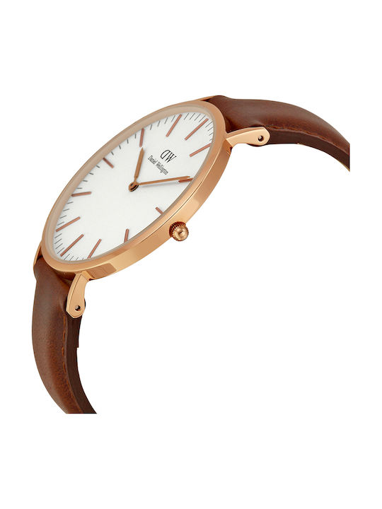 Daniel Wellington Classic St Mawes Men's Watch 40mm Battery with Brown Leather Strap