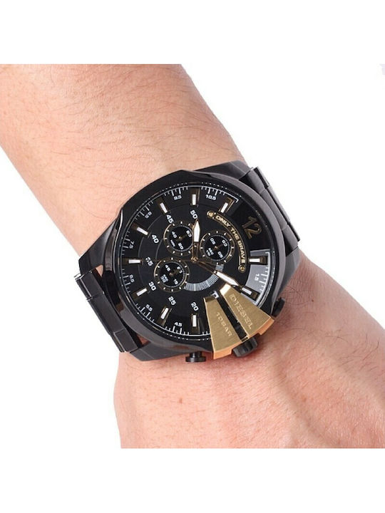 Diesel Mega Chief Men's Watch 51mm Chronograph Battery with Black Metal Bracelet