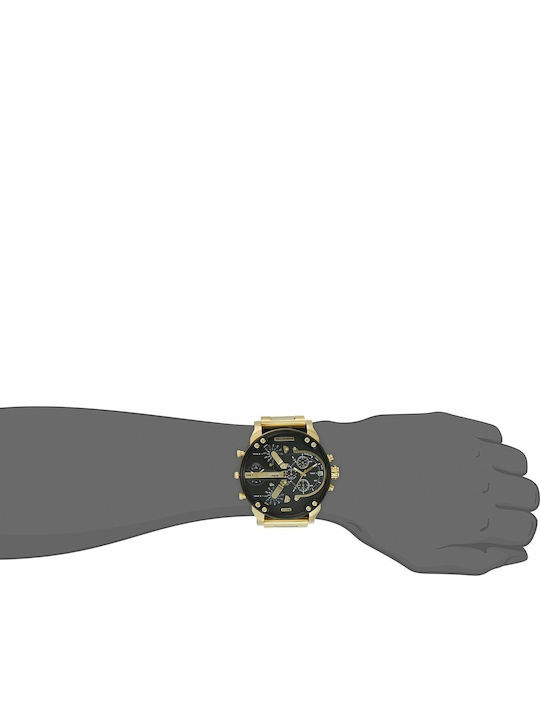 Diesel Mr Daddy 2.0 Herrenuhr 57mm Chronograph Batterie mit Gold Metallarmband