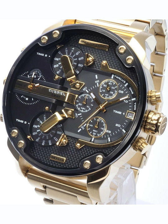 Diesel Mr Daddy 2.0 Herrenuhr 57mm Chronograph Batterie mit Gold Metallarmband