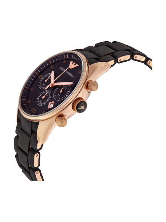 Emporio Armani Ceas Barbatesc 43mm Cronograf Cu Baterie Cu Curea Din Cauciuc Neagră