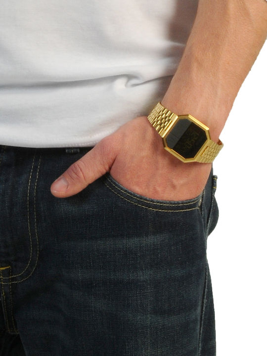 Nixon Digital Men's Watch 38mm Battery with Gold Metal Bracelet