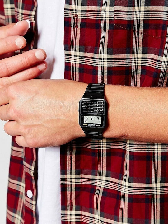 Casio Calculator Ψηφιακό Ανδρικό Ρολόι 34.4mm Μπαταρίας με Μαύρο Καουτσούκ Λουράκι