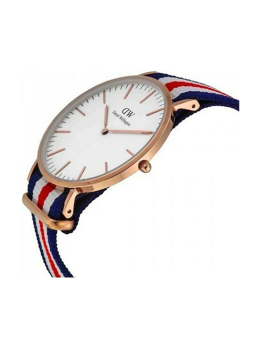 Daniel Wellington Canterbury Herrenuhr 40mm Batterie mit Stoffarmband