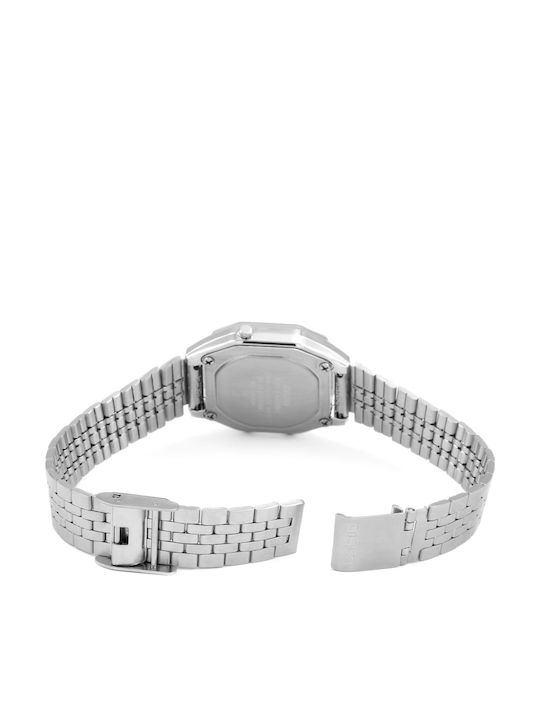 Casio Retro Digital Women's Watch with Silver Metal Bracelet