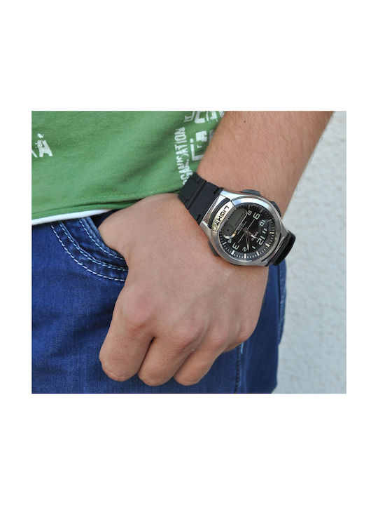 Casio Battery Watch with Rubber Strap Black EF ES