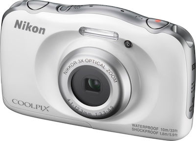 Nikon Coolpix W100 Kompakte Kamera 13.2MP Optischer Zoom 3x mit Bildschirmgröße 2.7" und Videoauflösung 1920 x 1080 Pixel Weiß