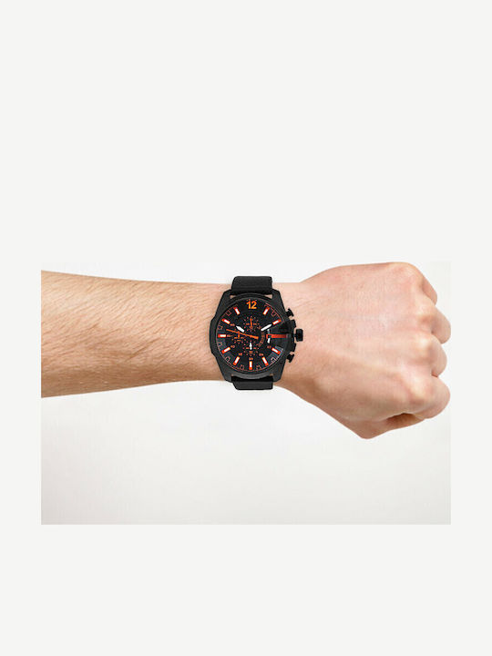 Diesel Mega Chief Men's Watch 51mm Chronograph Battery with Black Leather Strap