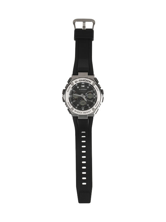 Casio G-Shock G-Steel Ανδρικό Ρολόι 52.4mm Solar με Μαύρο Καουτσούκ Λουράκι