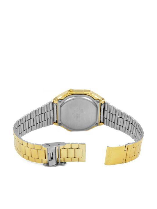 Casio Vintage Iconic Digital Men's Watch 36.3mm Chronograph Battery with Gold Metal Bracelet