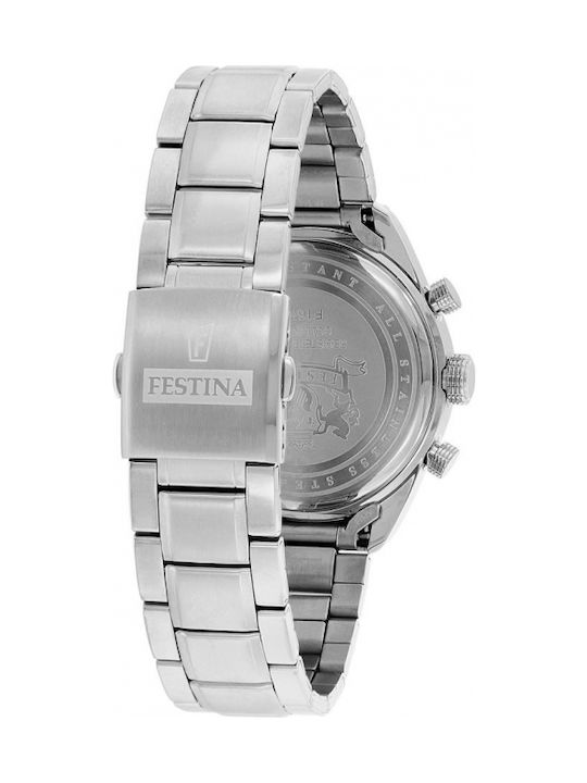 Festina Men's Watch 44mm Chronograph Battery with Silver Metal Bracelet