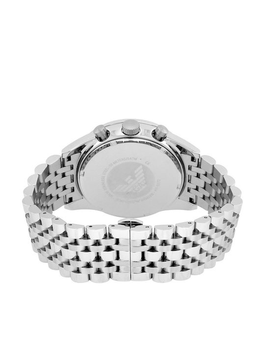 Emporio Armani Sportivo Herrenuhr 46mm Chronograph Batterie mit Silber Metallarmband
