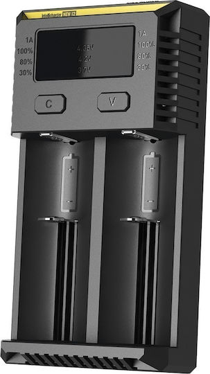 NiteCore IntelliCharger New i2 2 Batteries Li-ion/Ni-MH Size AA/AAA/D/18650/21700/16340/26650/14500