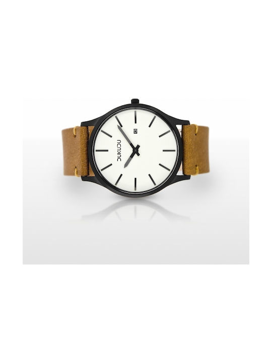 Dukudu Harald Watch Battery with Brown Leather Strap