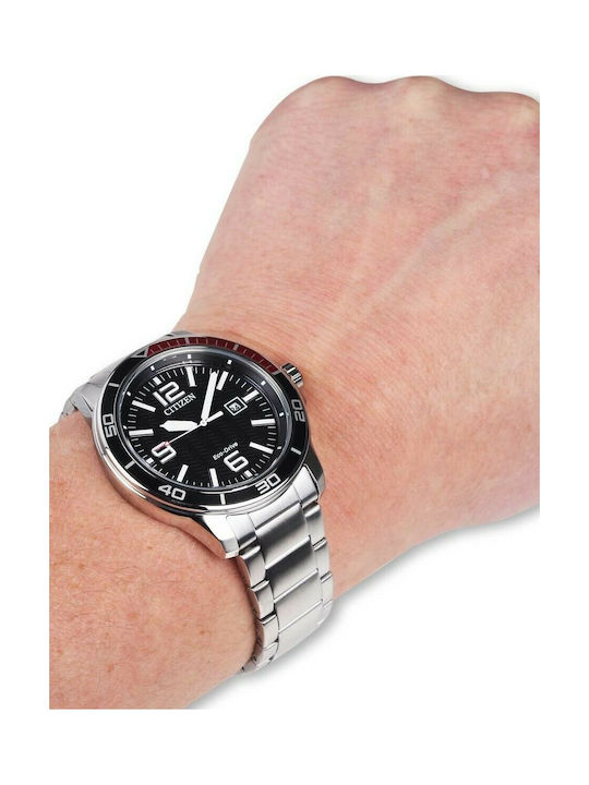 Citizen Ανδρικό Ρολόι 46mm Eco - Drive με Ασημί Μεταλλικό Μπρασελέ