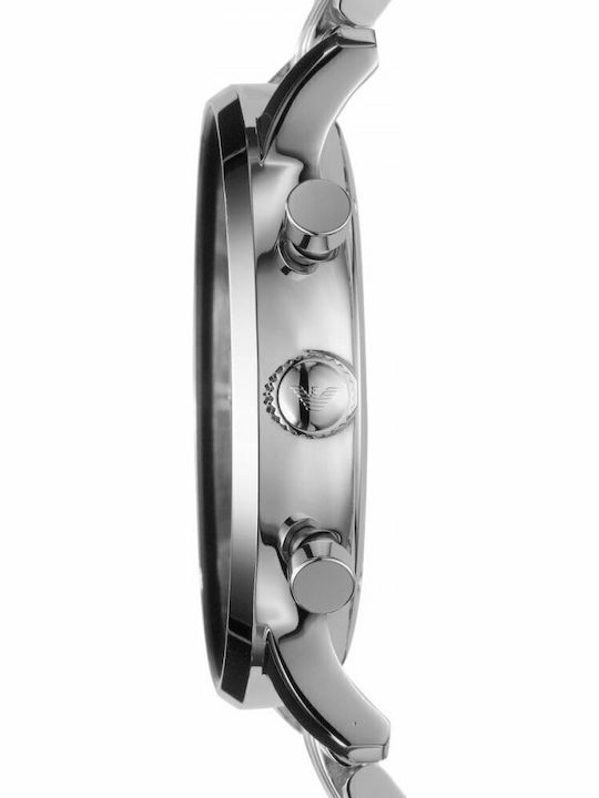 Emporio Armani Classic Ανδρικό Ρολόι 43mm Χρονογράφος Μπαταρίας με Ασημί Μεταλλικό Μπρασελέ