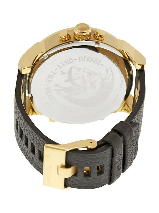 Diesel Mr Daddy 2 Ανδρικό Ρολόι 57mm Χρονογράφος Μπαταρίας με Μαύρο Δερμάτινο Λουράκι