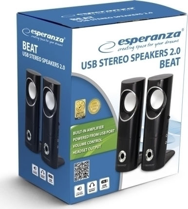 Esperanza Beat Ηχεία Υπολογιστή 2.0 με Ισχύ 6W Μαύρα