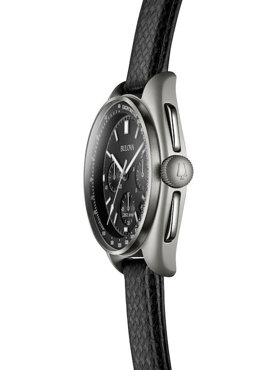 Bulova Special Edition Moon Chronograph Herrenuhr 45mm Chronograph Batterie mit Schwarz Lederarmband