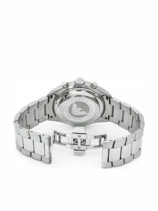Emporio Armani Men's Watch 43mm Battery Chronograph With Silver Metal Bracelet