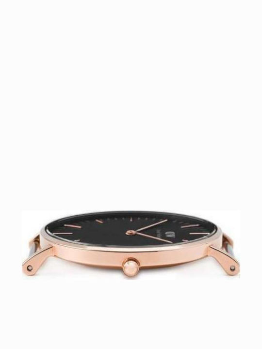 Daniel Wellington Classic Reading Ανδρικό Ρολόι 40mm Μπαταρίας με Μαύρο Δερμάτινο Λουράκι