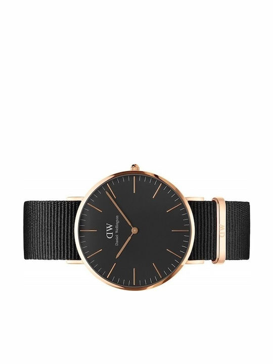 Daniel Wellington Classic Cornwall Ανδρικό Ρολόι 40mm Μπαταρίας με Μαύρο Υφασμάτινο Λουράκι