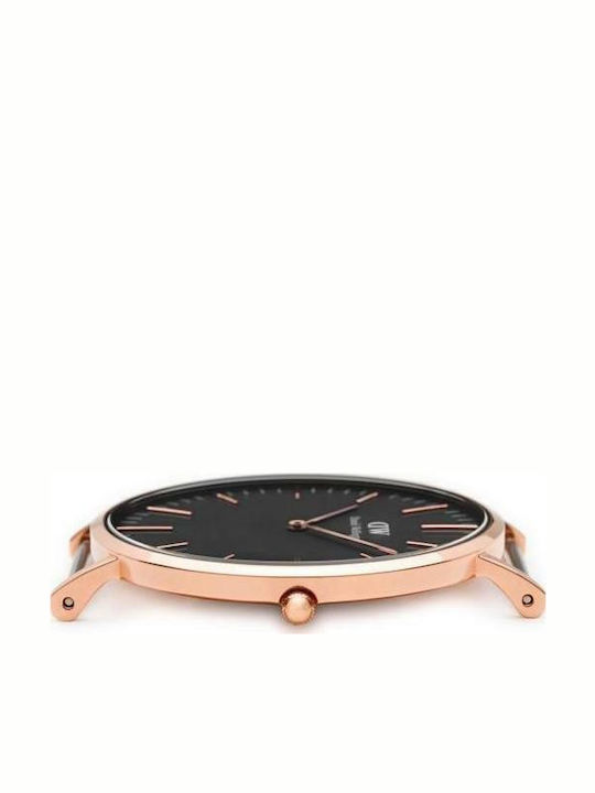 Daniel Wellington Classic Cornwall Ανδρικό Ρολόι 40mm Μπαταρίας με Μαύρο Υφασμάτινο Λουράκι