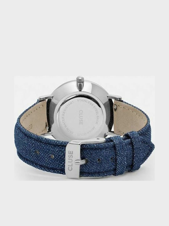 Cluse Minuit Damen Uhr mit Blau Stoffarmband