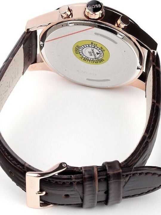 Boss Jet Men's Watch 42mm Chronograph Battery with Brown Leather Strap