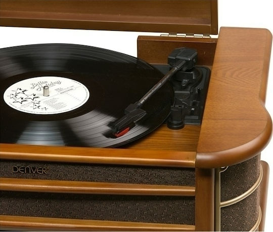 Denver Vintage MCR-50 Turntables with Preamp and Built-in Speakers Brown