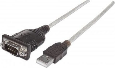 Manhattan USB to Serial Converter Μετατροπέας USB-A male σε Serial male Ασημί