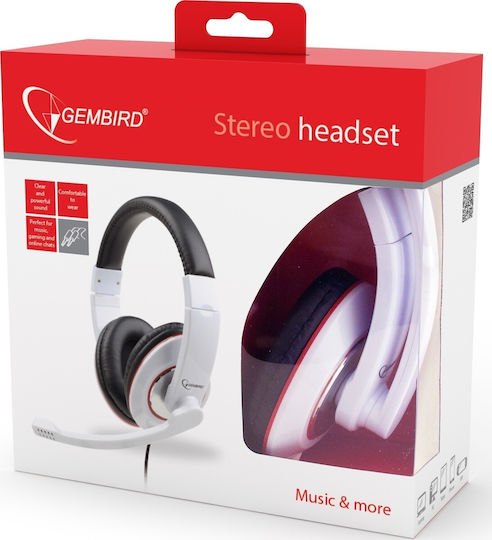 Gembird MHS-001 Over Ear Gaming Headset με σύνδεση 3.5mm Λευκό
