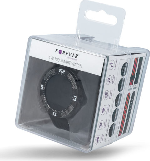 Forever SW-100 Smartwatch με Παλμογράφο (Μαύρο)