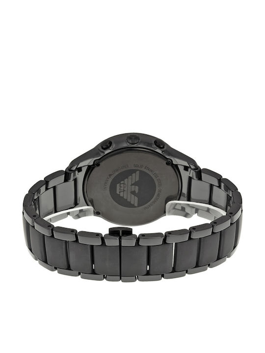 Emporio Armani Herrenuhr 43mm Chronograph Batterie mit Schwarz Keramikarmband
