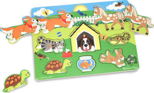 Wooden Kids Peg Puzzle Pets Peg for 2+ Years 8pcs Melissa & Doug