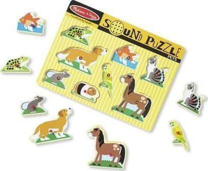 Дървено Детски Пъзел с Шипове Sound Pets 8бр Melissa & Doug