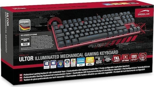 SpeedLink Ultor Beleuchtetes Gaming-Technik Tenkeyless mit Kailh Rot Schalter und Beleuchteten Tasten (Englisch US)