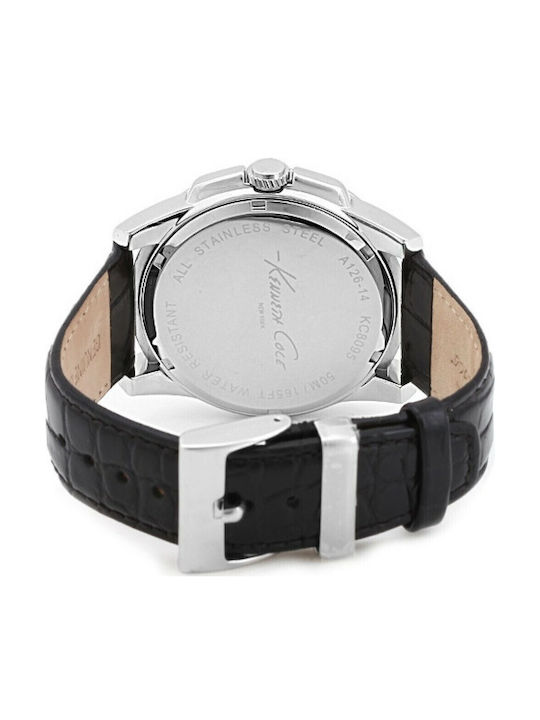 Kenneth Cole Ανδρικό Ρολόι 42mm Μπαταρίας με Μαύρο Δερμάτινο Λουράκι