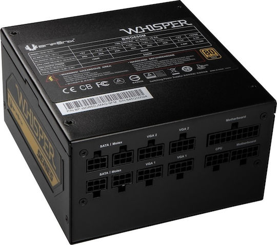 BitFenix Whisper M 650W Black Computer Power Supply Full Modular 80 Plus Gold