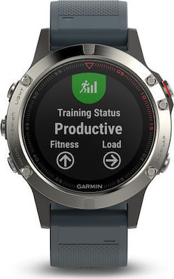 Garmin Fenix 5 47mm Smartwatch mit Pulsmesser (Silver with Granite Blue Band)