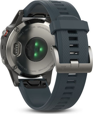 Garmin Fenix 5 47mm Smartwatch mit Pulsmesser (Silver with Granite Blue Band)