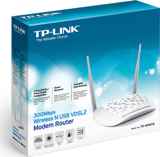 TP-LINK TD-W9970 v1 Wireless VDSL2 Modem Router Wi‑Fi 4 with 4 Ports